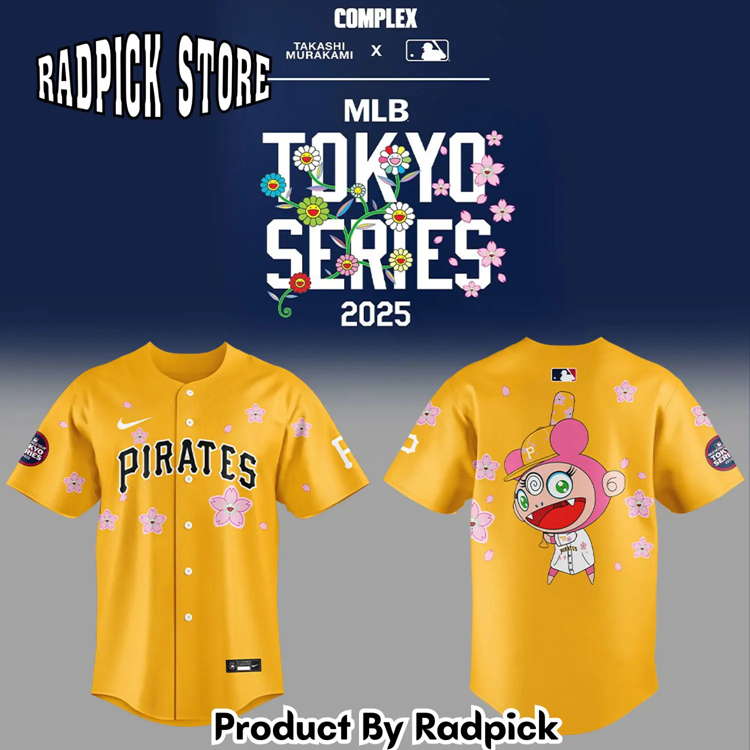 Radpick pittsburgh pirates takashi murakami x mlb world tour tokyo series v2 baseball jersey rp127209